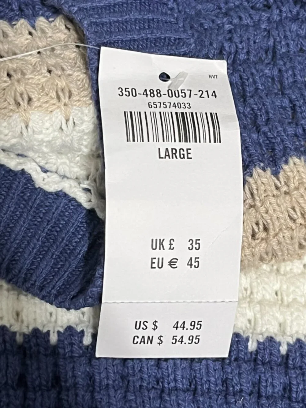 Hollister Womens Cropped Balloon Sleeve Sweater L Striped Boxy Oversized Comfy